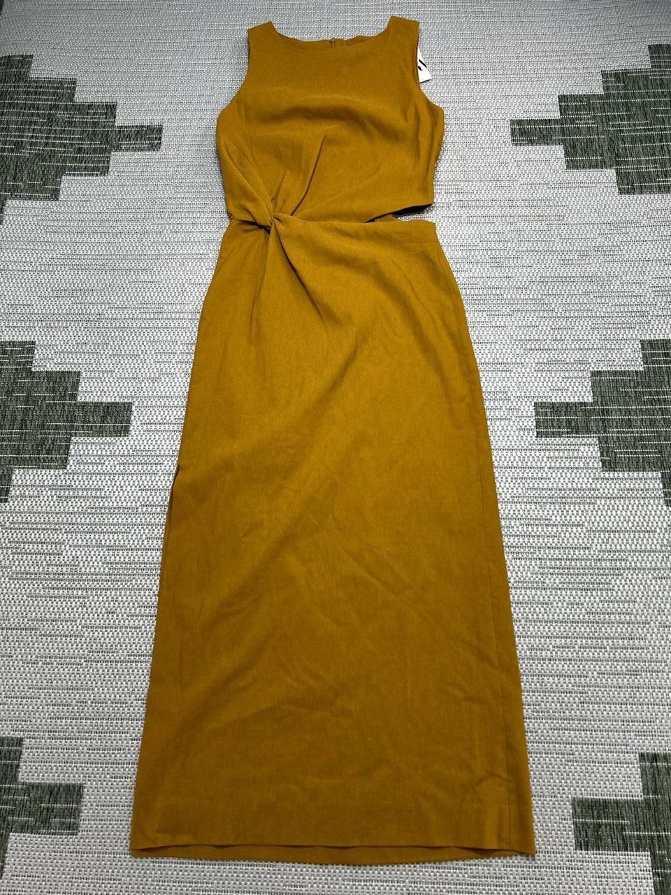 Zara Dress Womens Xs Brown Cotton Knit Blouson Midi New