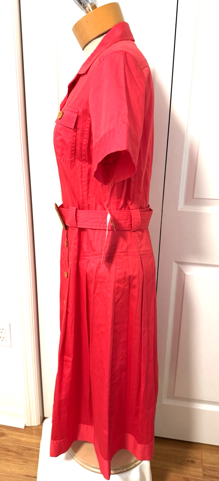 NWT Jones New York Maxi Belted Button Down Dress Sz 10 Pinkish Coral Cotton