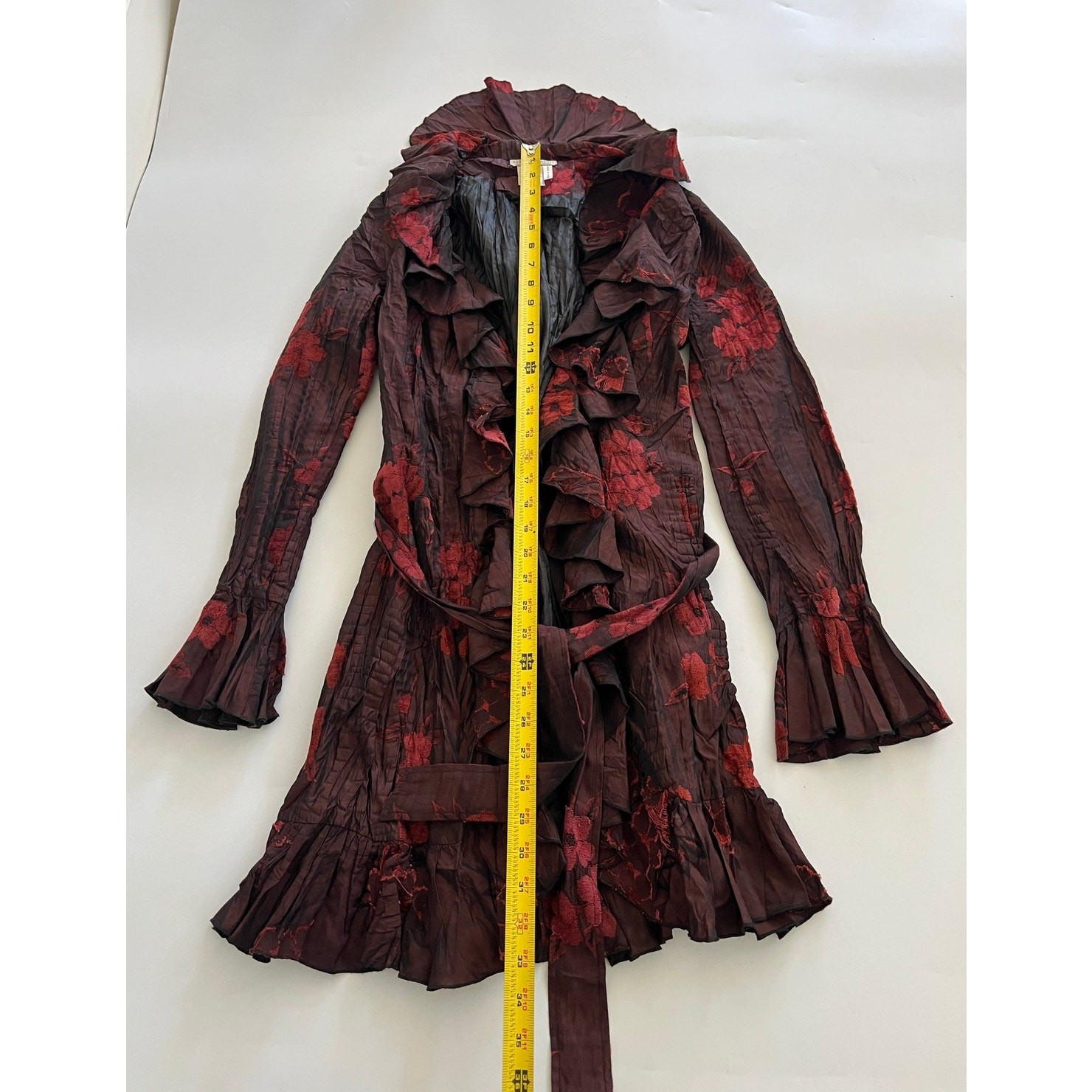 Alberto Makali Crushed Velvet Burnout Floral Mini Dress Small Whimsygoth Artsy