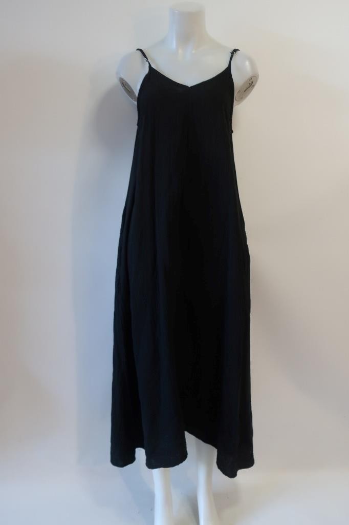 Womens Stark X Black (Item-46) Gauzy Cotton Adjustable Strap Midi Dress M