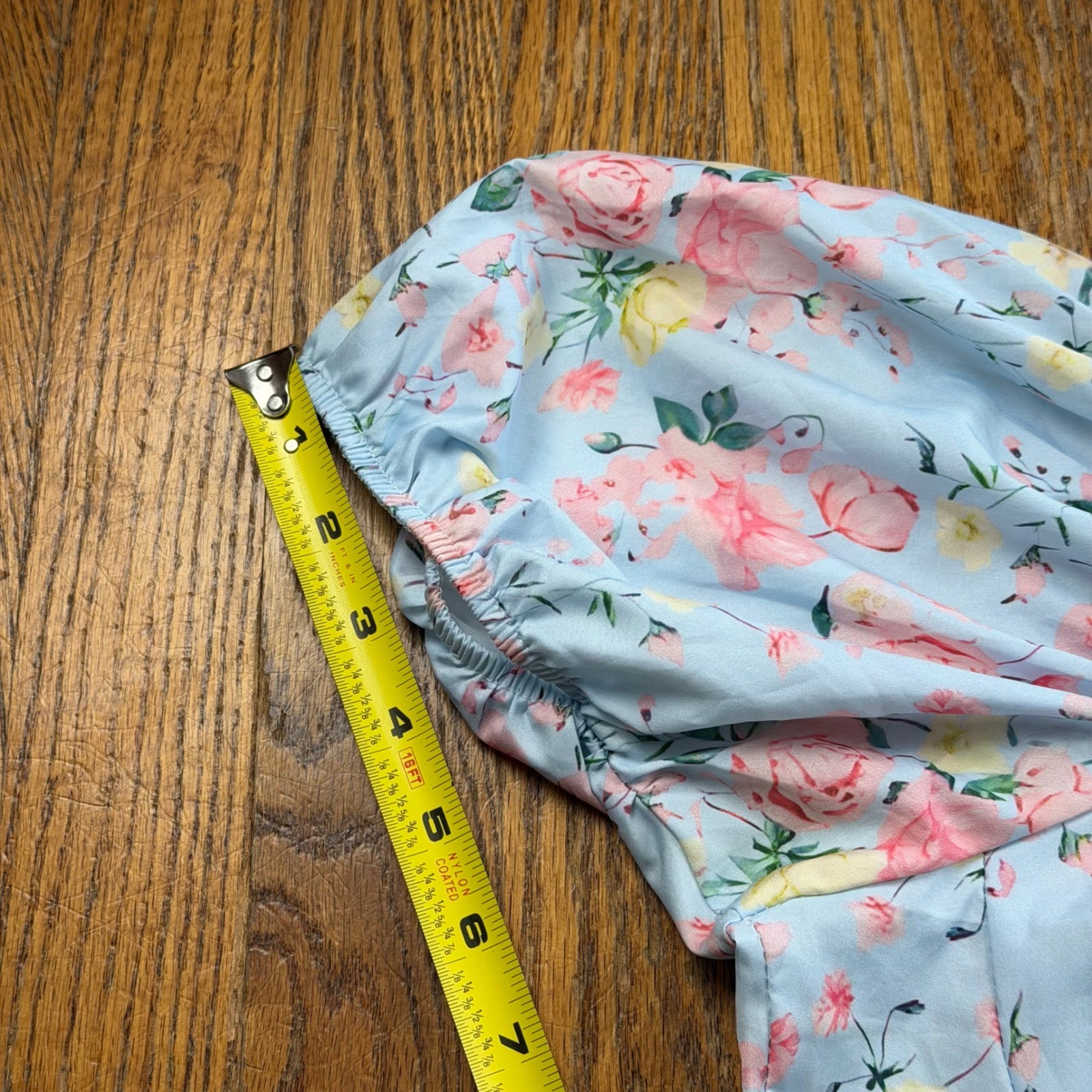 Cottagecore CBR Floral Puff Sleeve Mini Dress Sweetheart Neckline Small Prairie