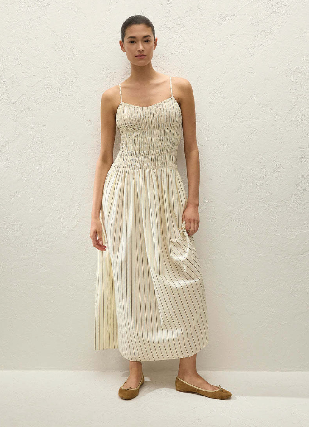 New FAITHFUL Araceli Maxi Lemon Stripe 100% Cotton A-Linei Dress Sz 4 NWT $280