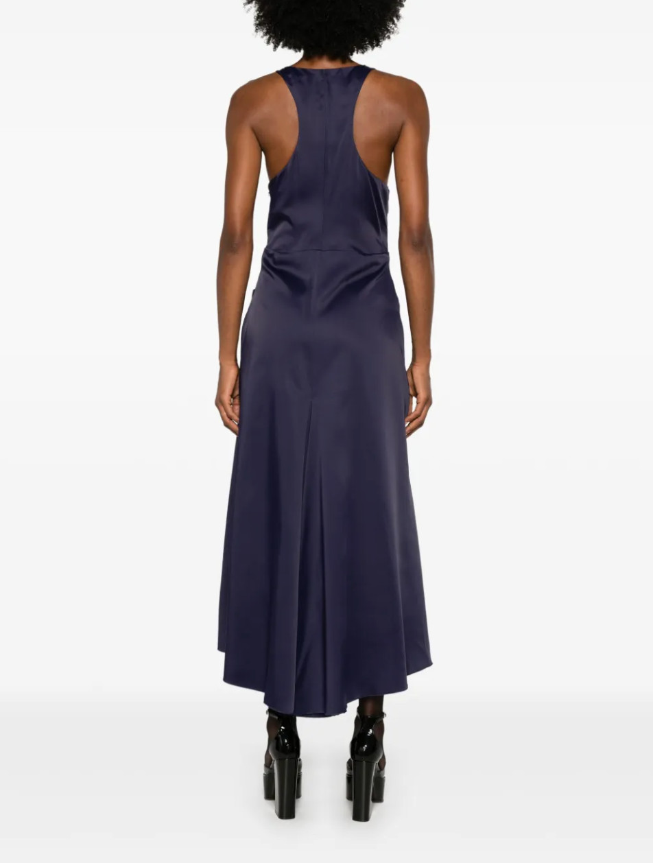 Authentic Victoria Beckham Pleated Maxi Dress – Navy Blue