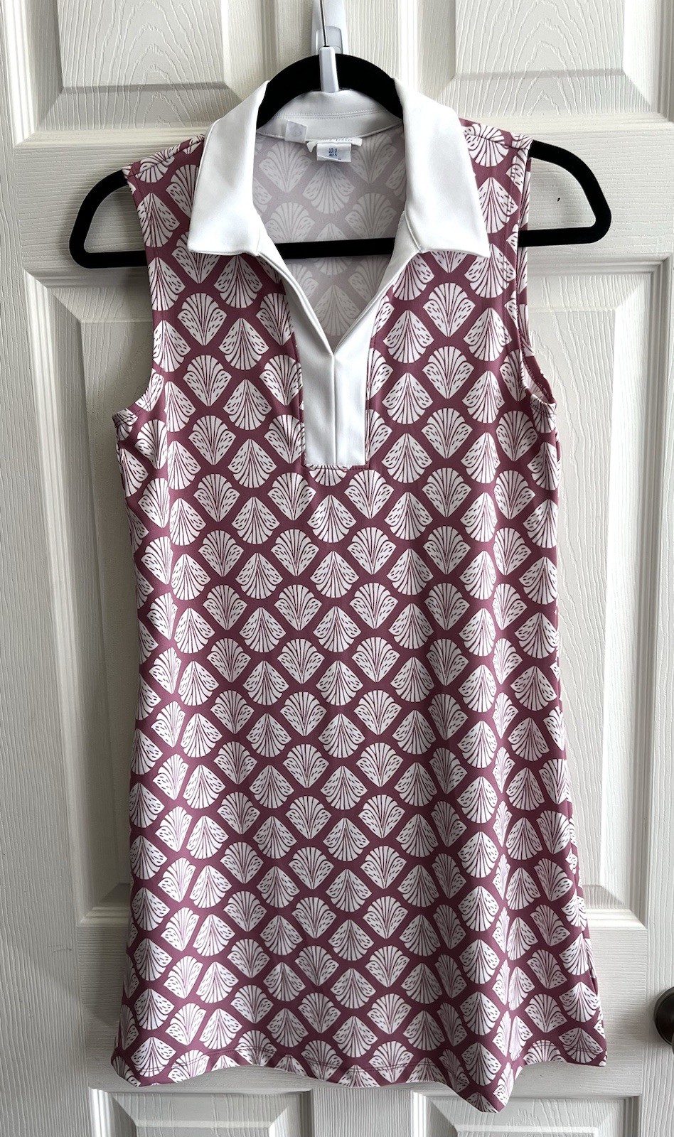 SIGRID OLSEN Golf & Tennis Mauve Shell Print Collared Sleeveless Dress Sz S