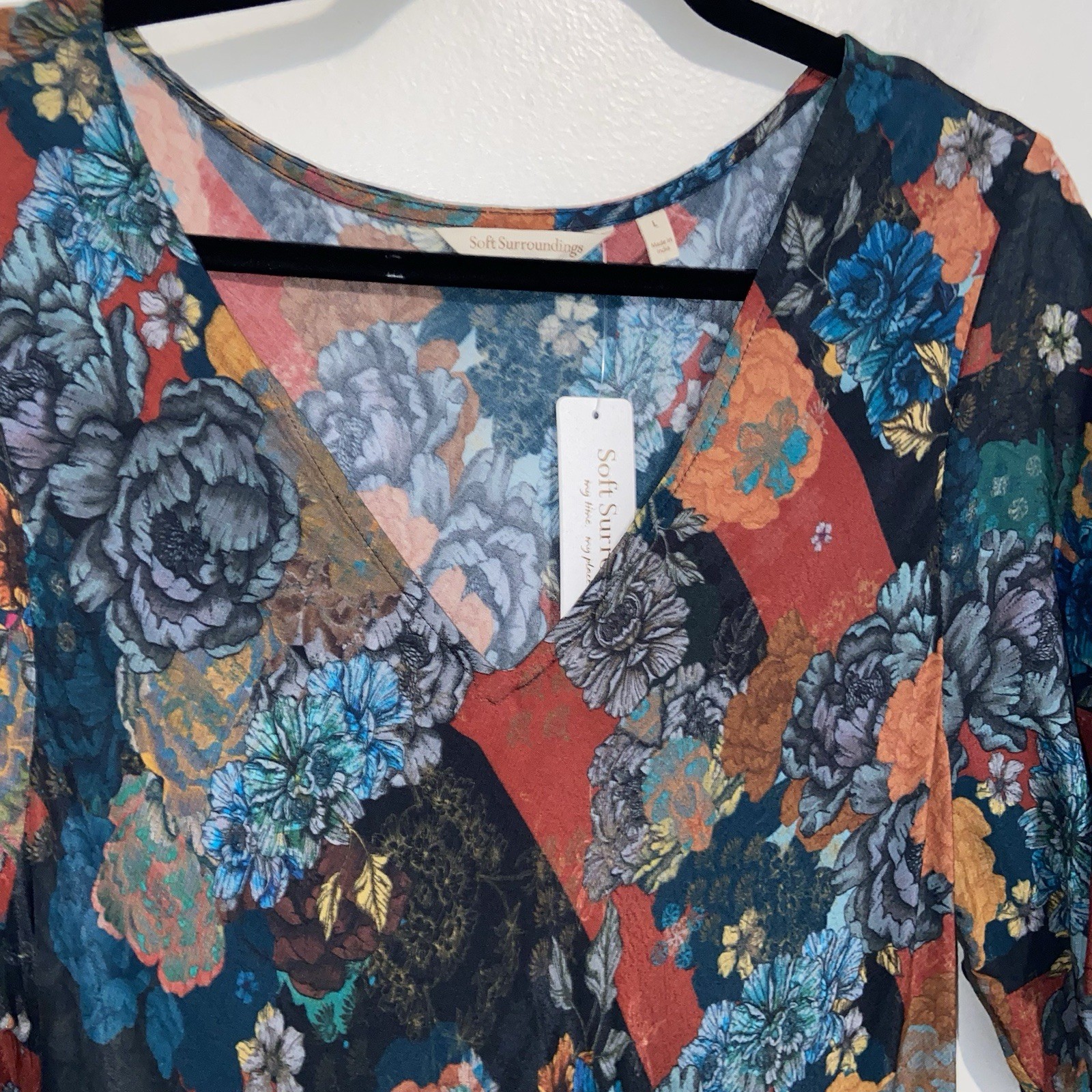 Soft Surroundings Dress Womens Large Tiered Patchwork Cottagecore Boho Mirabelle