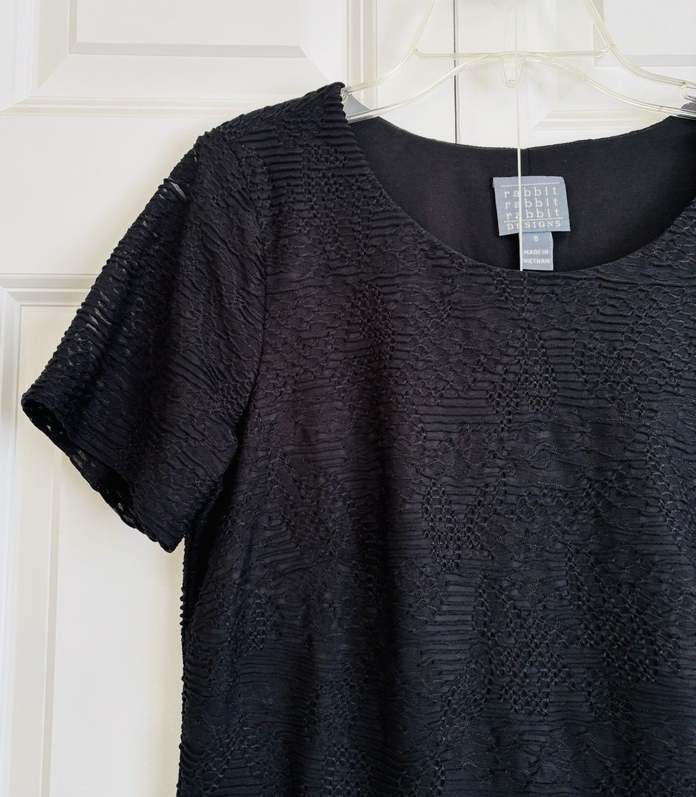 rabbit rabbit rabbit designs WOMENS DRESS SIZE 8 BLACK JACQUARD SOLID WITH BLAZE