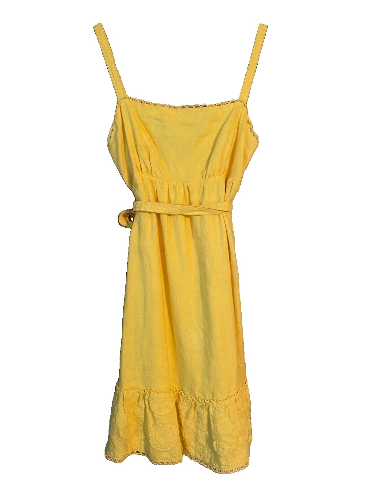 Juicy Couture Sleeveless Embroidered Mini Dress Tie Back Yellow Size 0