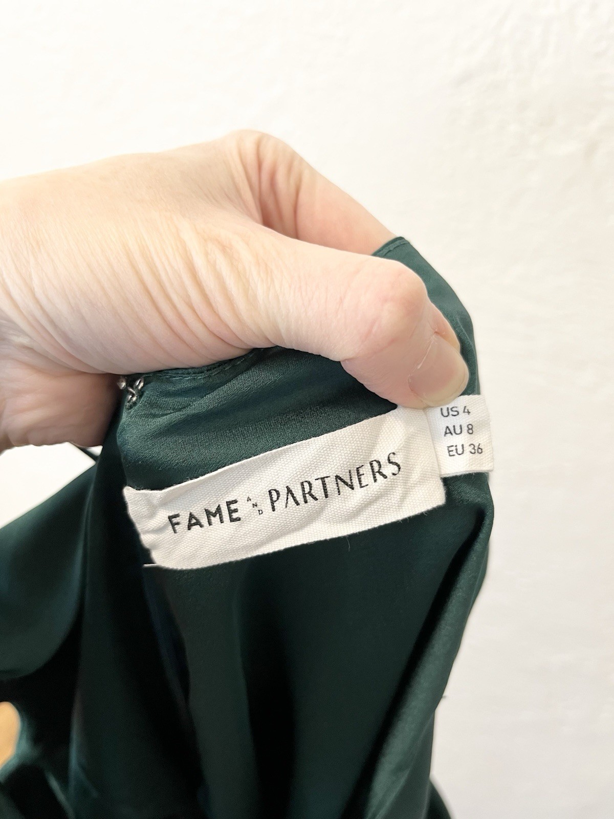 Fame and Partners Maxi Dress Emerald Green Satin Formal Gown size 4