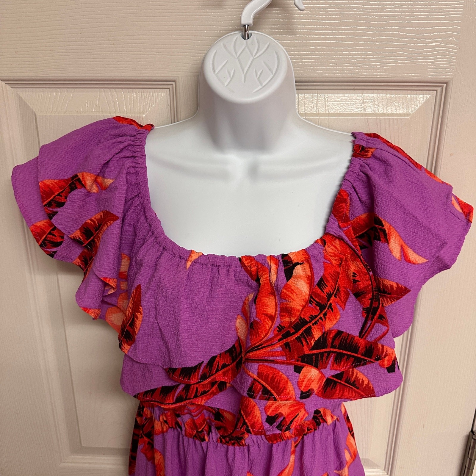 Sofia by Sofia Vergara Floral Ruffle Off Shoulder Tiered Maxi Dress Sz M EUC