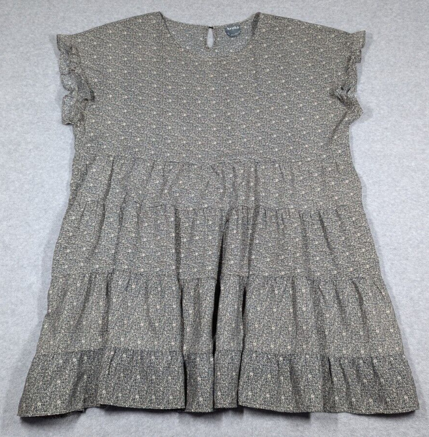 Arula Women Dress Size B 2XL Tiered Busy Floral Print Ruffle Sleeveless Aline