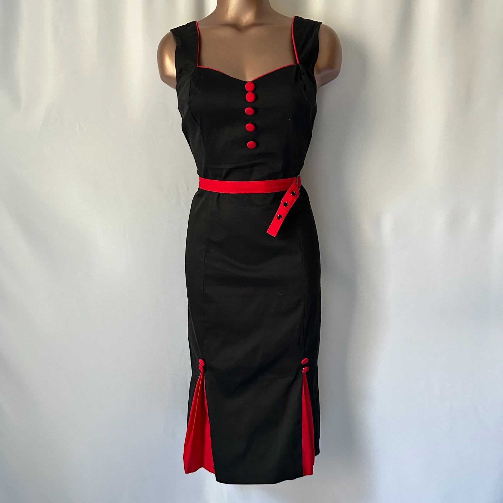 Living Dead Souls Midi Black Wiggle Dress L Gothcore Pin Up 50s Rockabilly