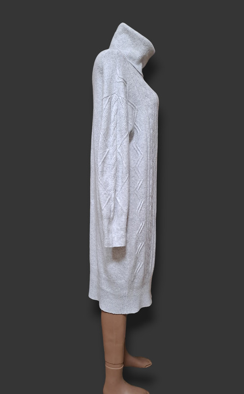 F&f White Gray Oversized Cable Knit Sweater Dress Size S