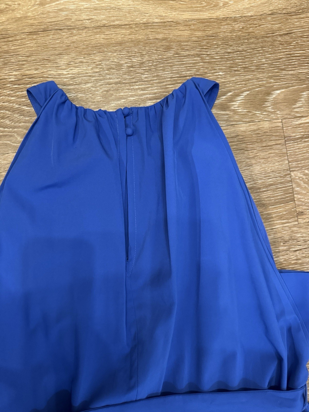 Calvin Klein Blue Halter Sleeveless Belted Ruffle Hem Shift Dress 14