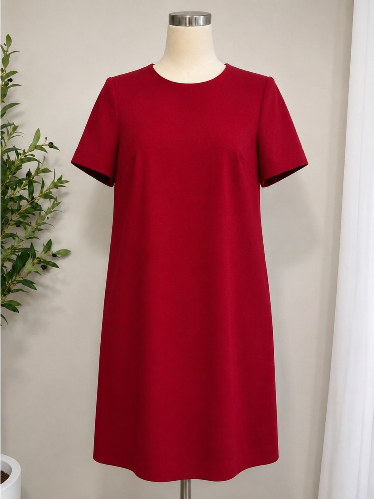 Talbots Petites Red Wool Blend Sheath Dress Short Sleeve Career Dress Size 14P