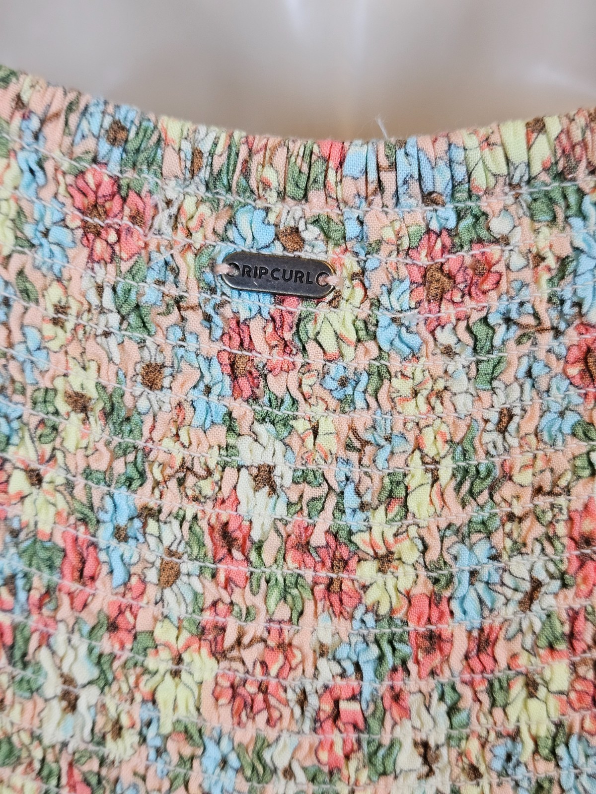 RIP CURL Floral Tiered Bottom Button Down Sundress Midi Shirred Back Size M