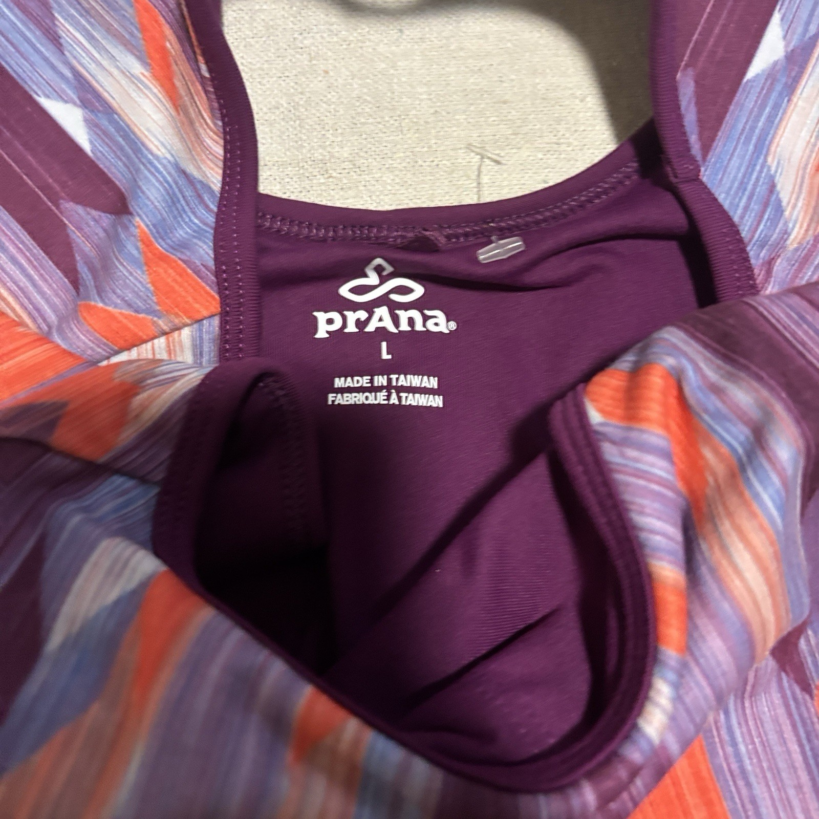 Prana Calico Athletic Dress Grapevine Gemstone Open Back Shelf Bra Pocket Size L