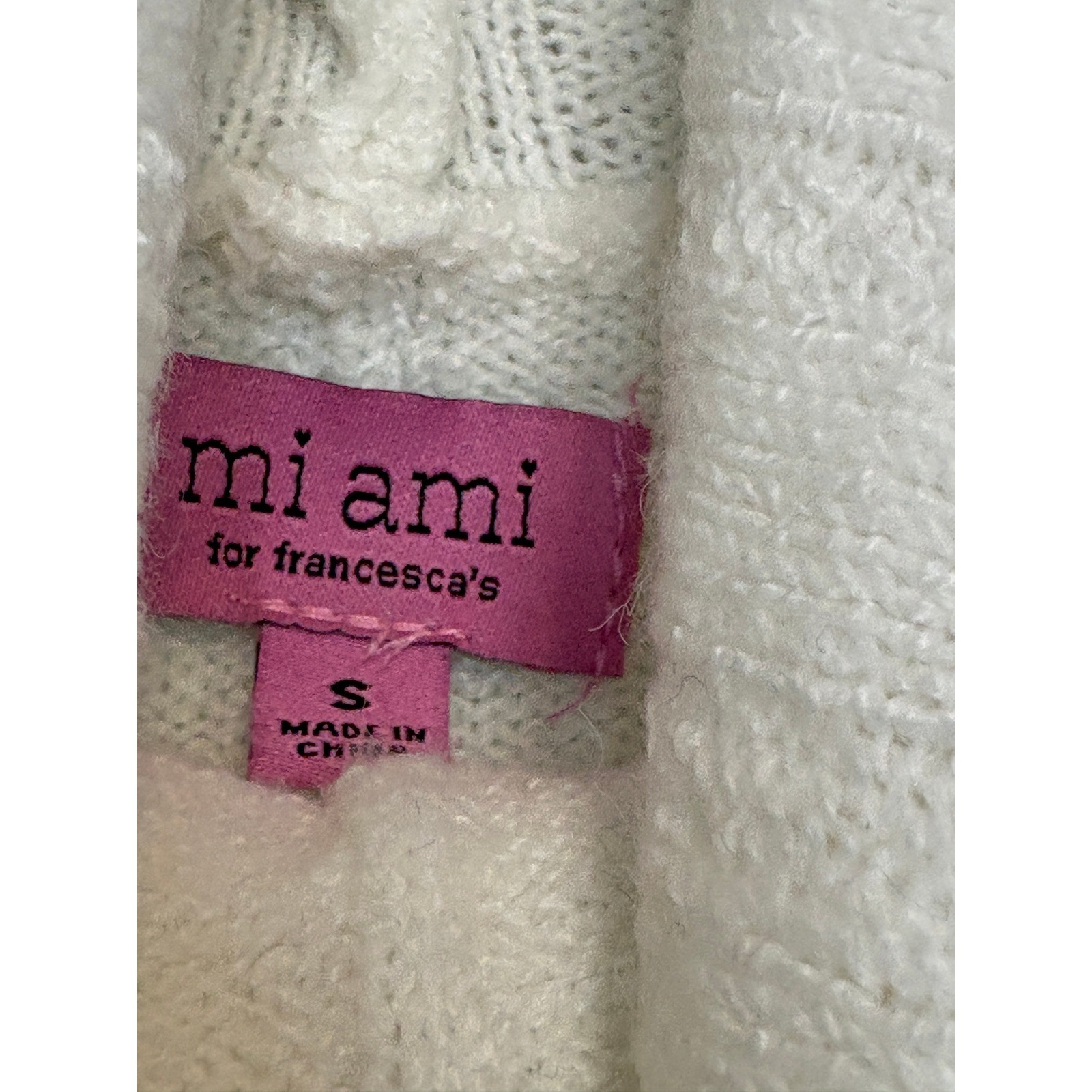 Mi Ami Francesca’s Cream Ribbed Turtleneck Sweater Mini Dress Bell Sleeve Small