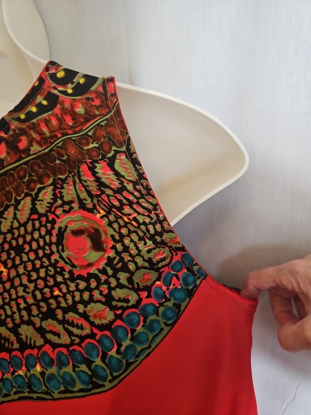 Lapogee XLarge XL Boho Peasant Mini Dress Orange Floral Paisley India Festival