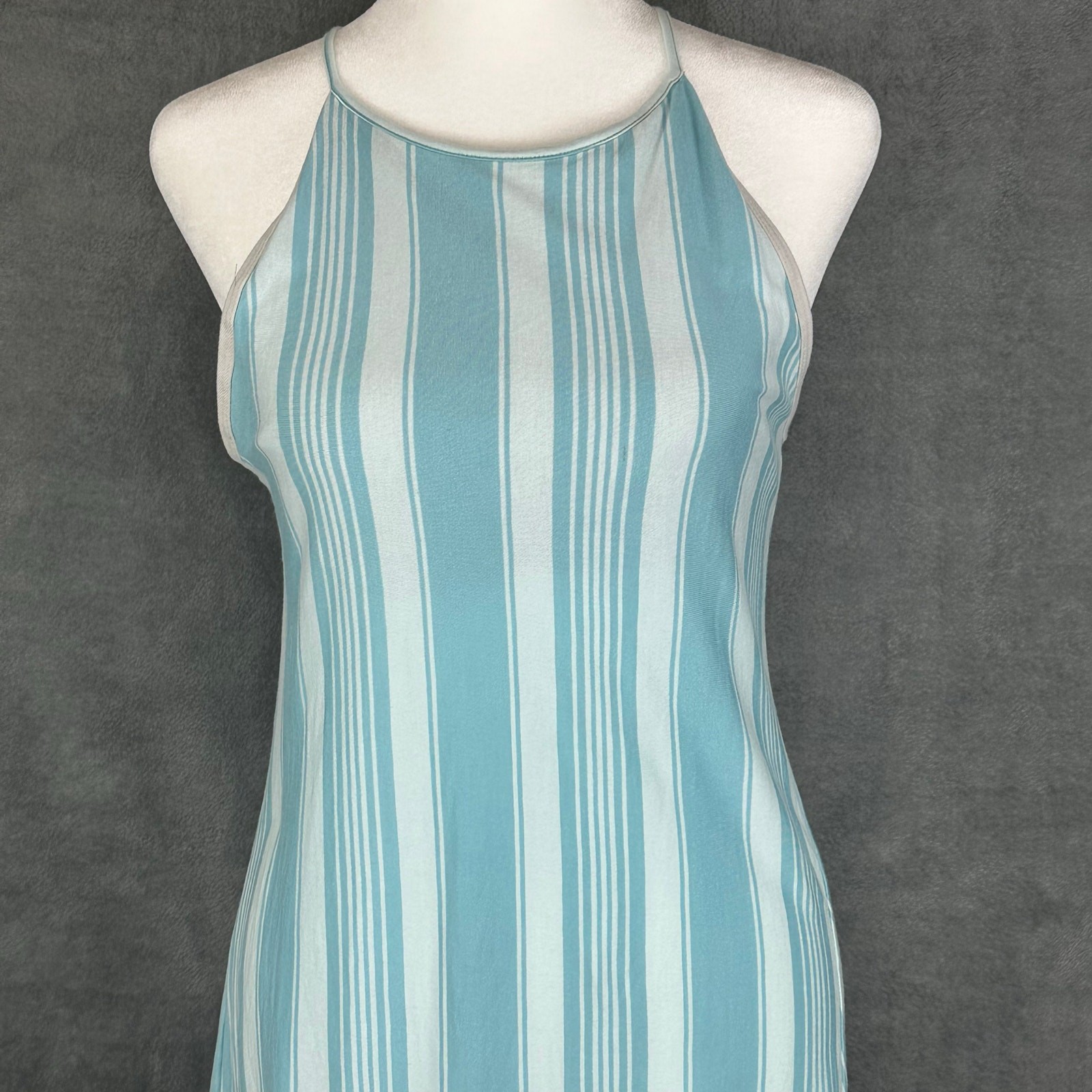 Patagonia Dress Womens Small Blue Striped Alpine Valley Ruffle Outdoor Nature