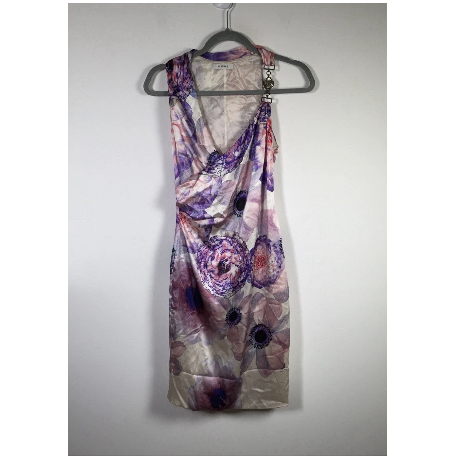 Vintage Gianni Versace Floral Silk Dress Medusa Hardware IT 38