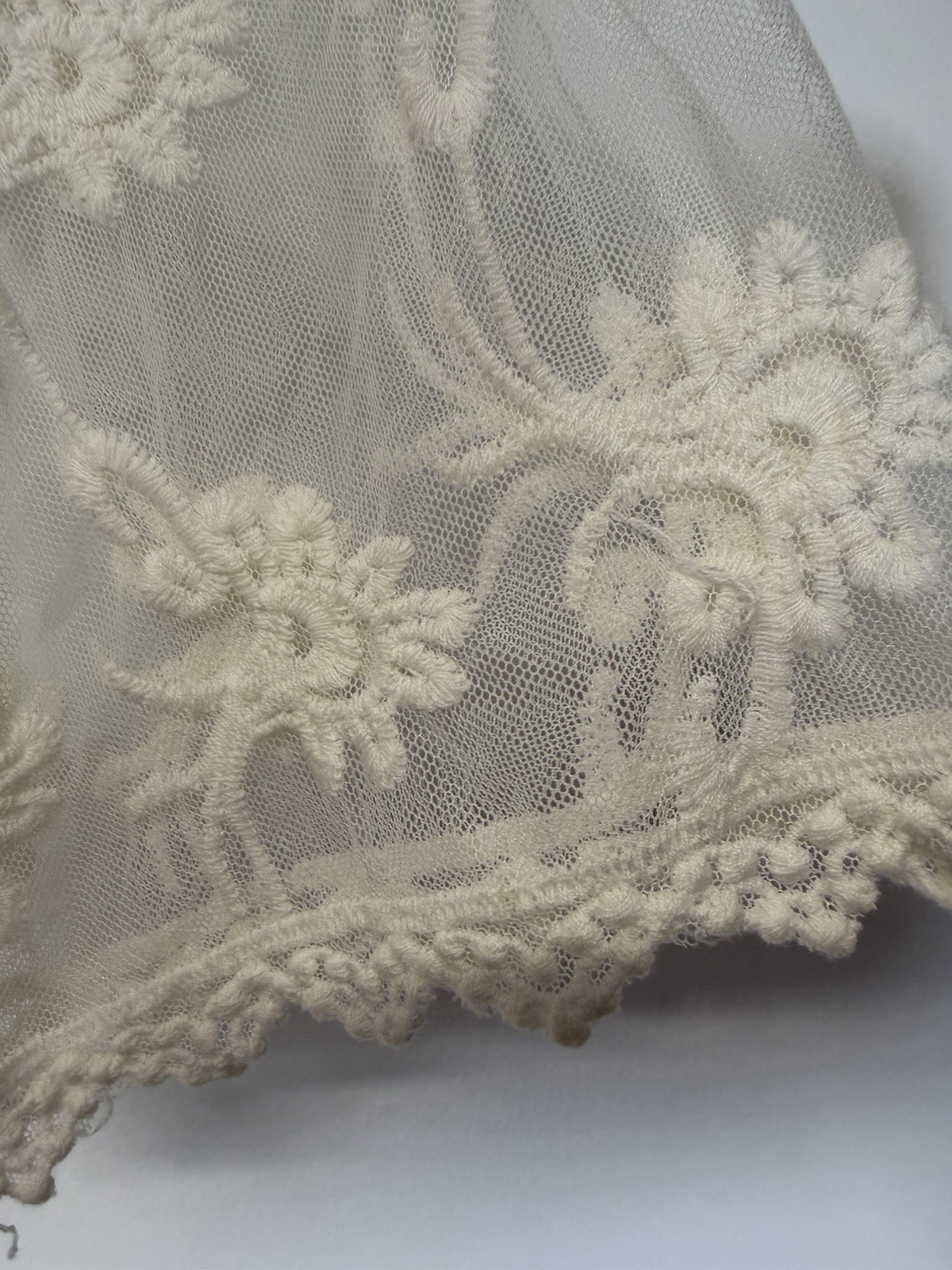 Mustard Seed Lace Sheer Dres Embroidery Cream Boho Cottage Fairy Romantic OS