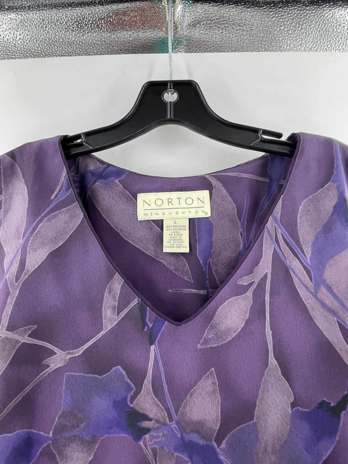 Norton McNaughton Purple Floral Sleeveless Maxi Dress Back Tie Size Large