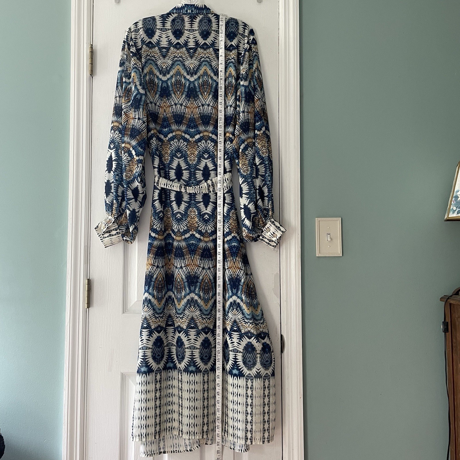 Flying Tomato Womens Size Large Boho Patchwork Maxi Button Front Shirt Dress
