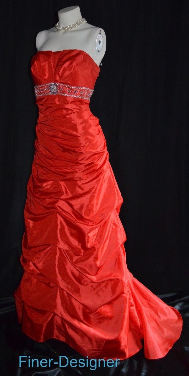 Betsy & Adam bead Embellished QUINCEANERA DRESS pull up gown train prom 12 L NEW
