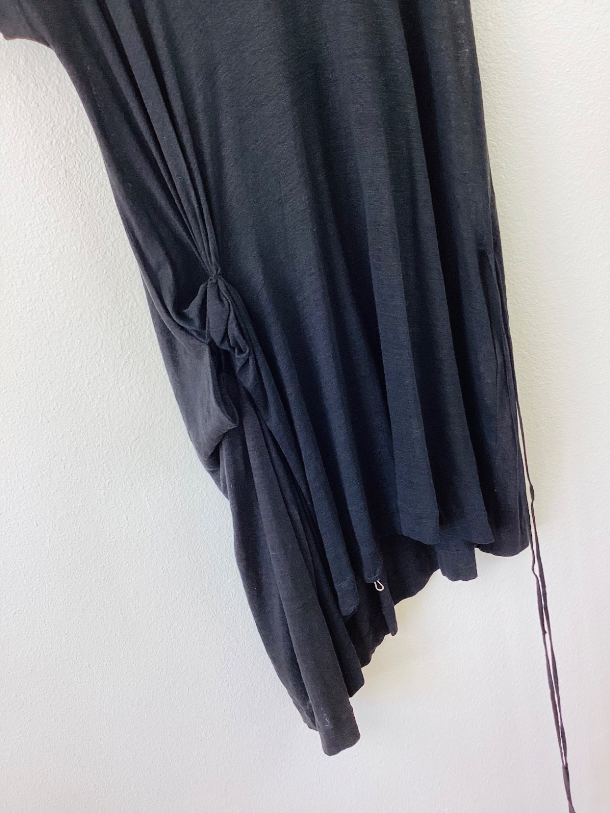 FORME De EXPRESSION Black AVANT GARDE Linen Sculptural Tie Up T Shirt Dress M