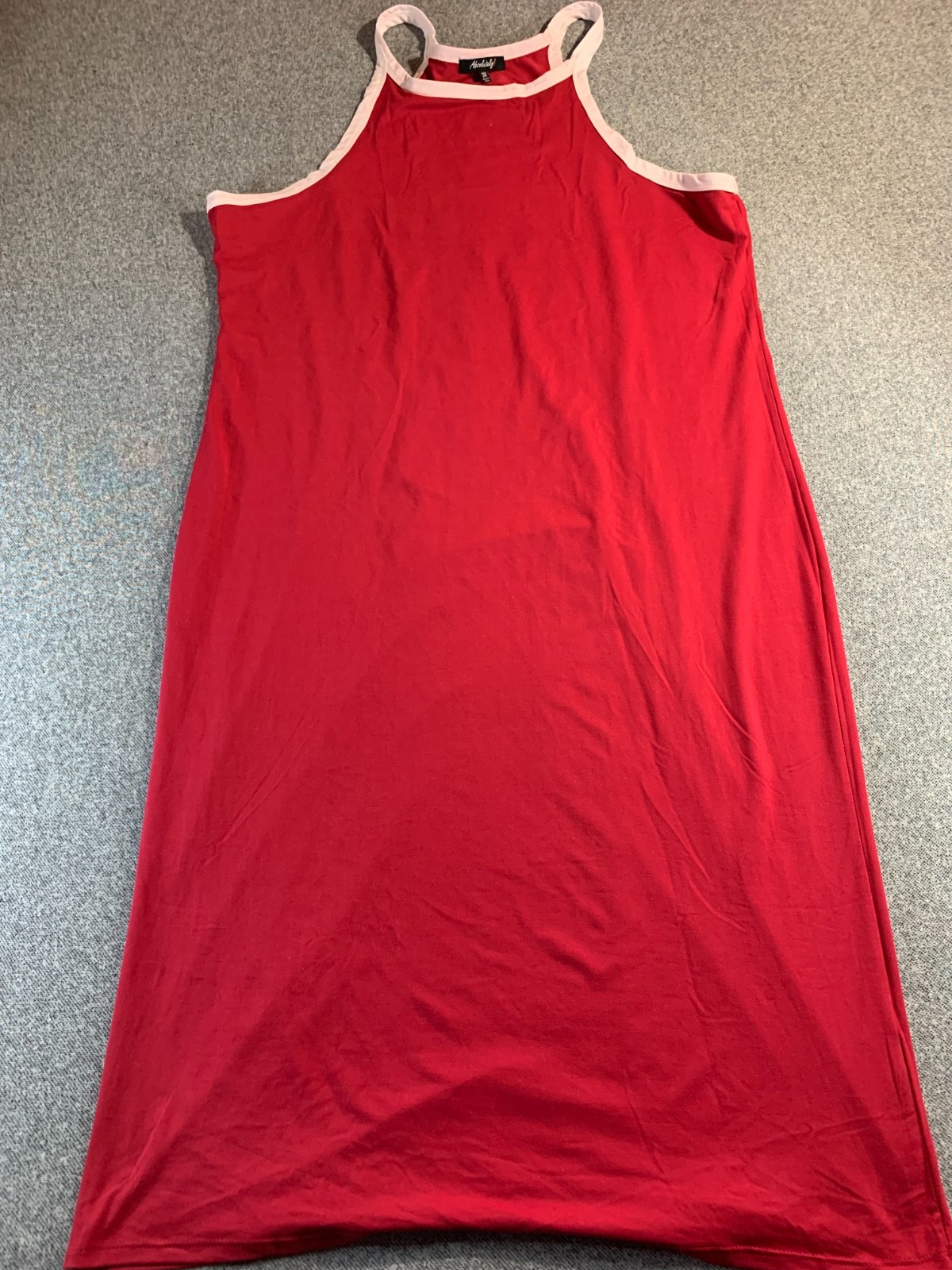 Absolutely Tank Dress Women’s 3X Plus Red Contrast Trim Halter Neck Minimalist