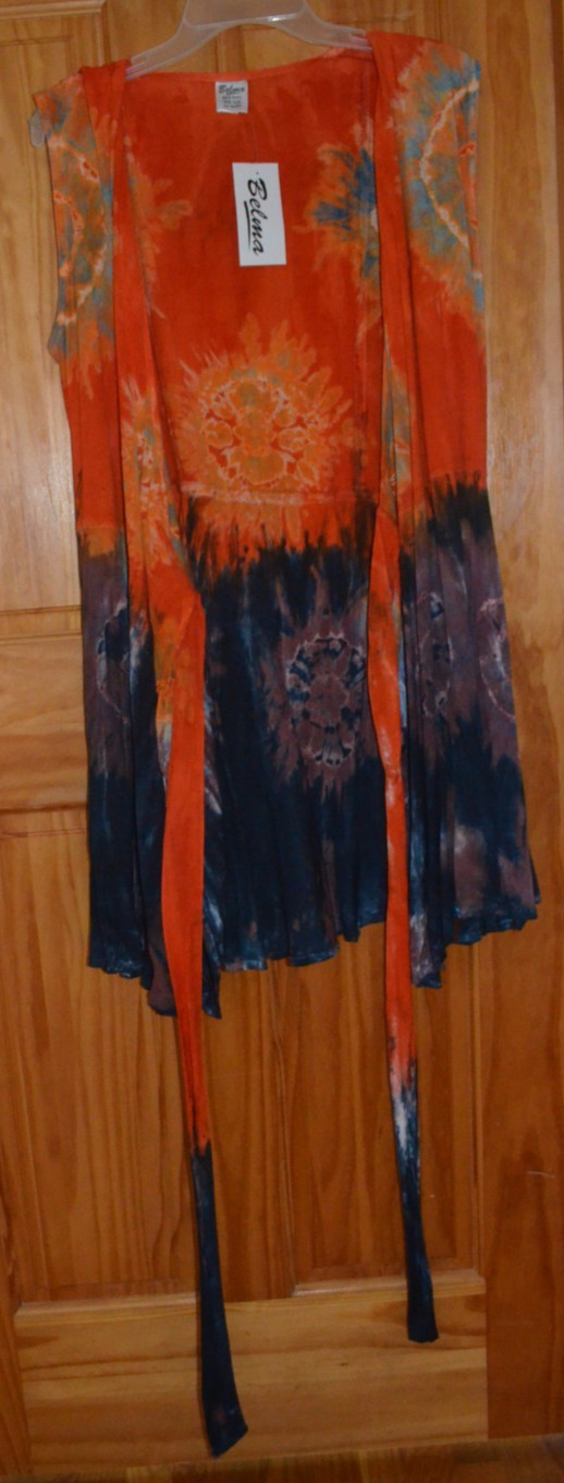 NWT Belma Wrap Sundress Beach Cover Up Dress Multicolor Tie Dye Viscose One Size