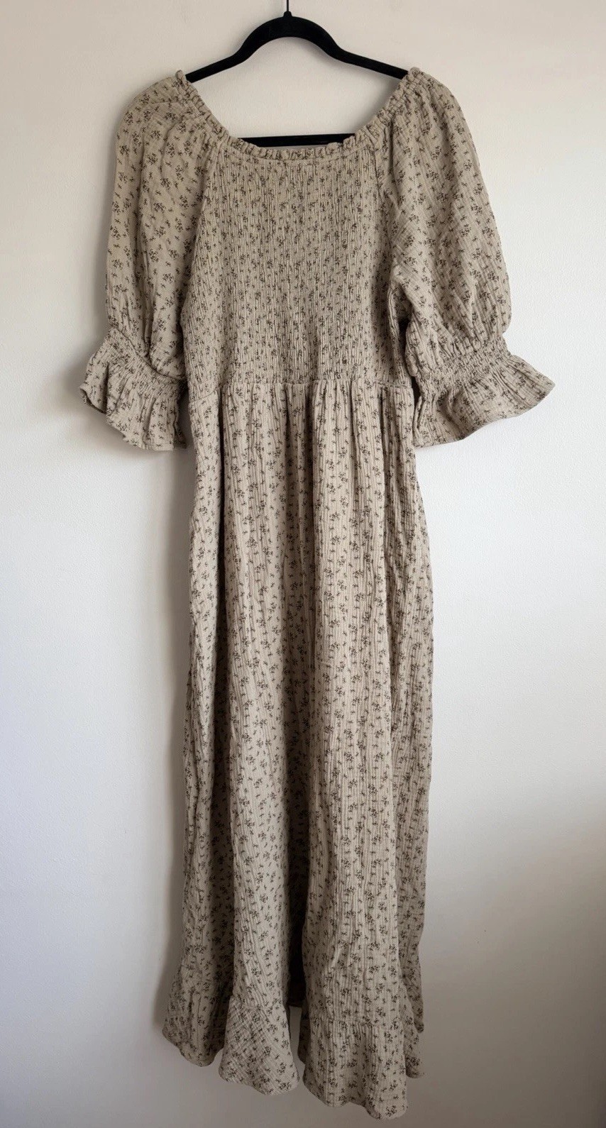 WORTH COLLECTIVE SIENNA COTTON PUFF SLEEVE BUMP FRIENDLY MAXI DRESS XL 14/16