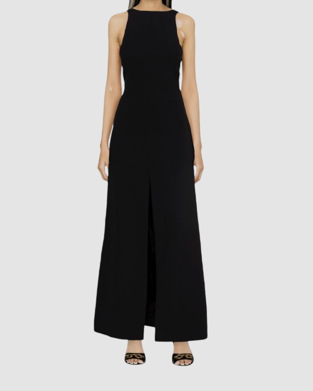 Celine Women’s Black Triomphe Sleeveless Open Back Maxi Dress Size 36