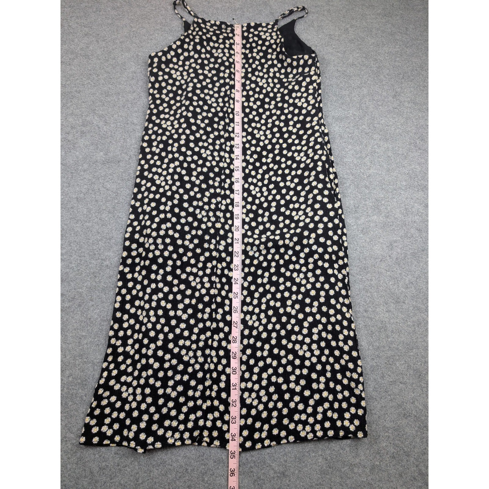 Matty M Womens Black Daisy Floral Midi Dress XS Adjustable Straps Pockets