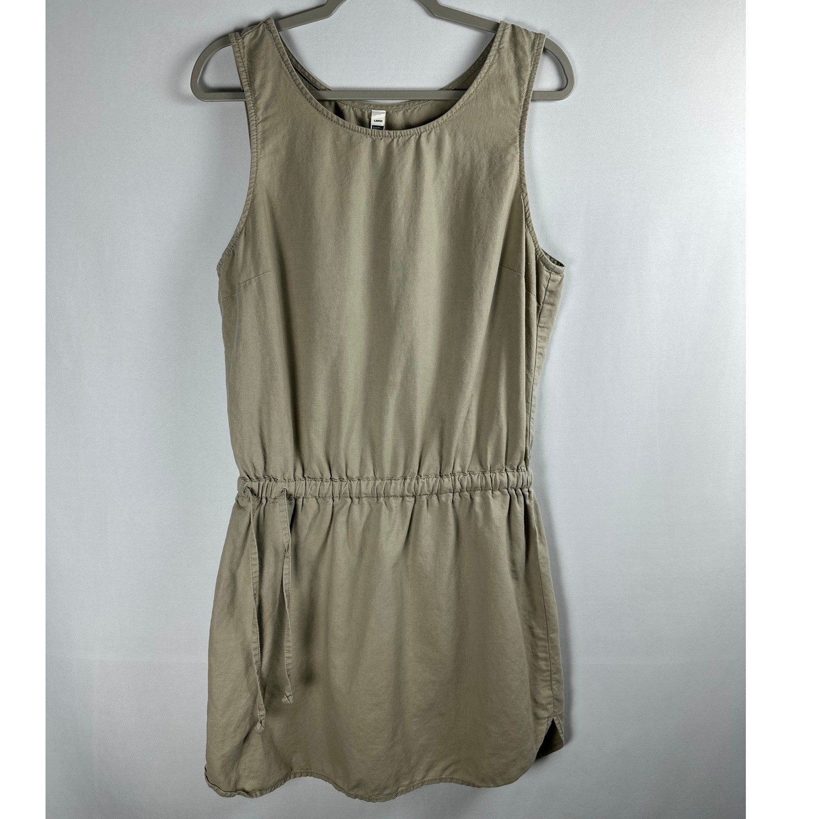 Eastern Mountain Sports Dress Large Tan Linen Blend Sleeveless Safari Minimalist