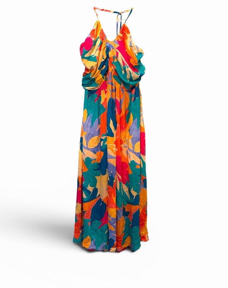 La Blanca Fantasy Resort Colorful Abstract Halter Midi Dress – Size Large