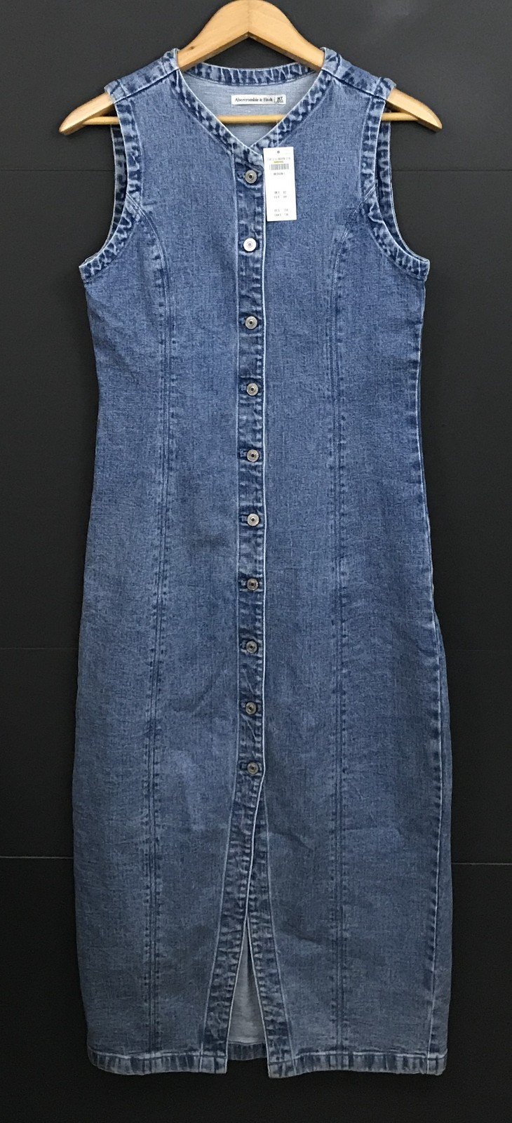 NWT Abercrombie & Fitch A&F Mara Vest Midi Dress Sleeveless Blue Denim M Tall