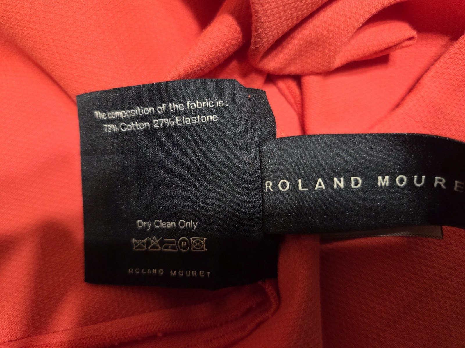 Roland Mouret Coral Red Colorblock Sheath Dress Gold Back Zip Sz US8/UK12
