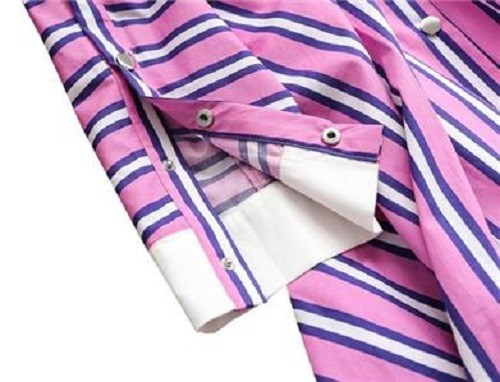 MAJE Pink Purple White Stripe Cocktail Midi Button-Down Shirt-Dress 3 = M 8/10
