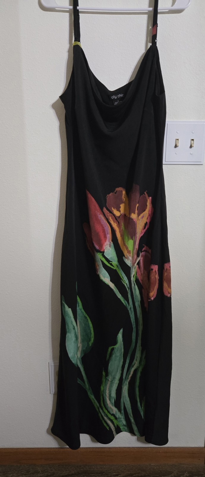 NWT CITY CHIC Women’s Black Maxi Dress Sleeveless Wt Lg Flower Sz S