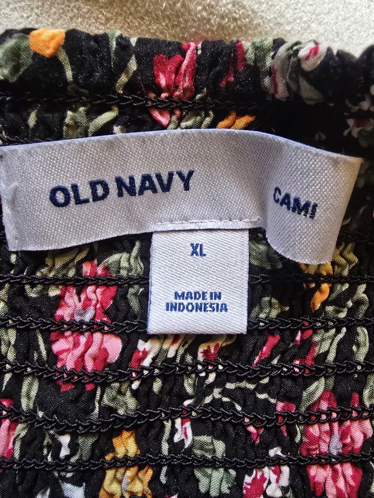Old Navy Black Floral Smocked V-Neck Strappy Sleeveless Maxi Dress Womens XL