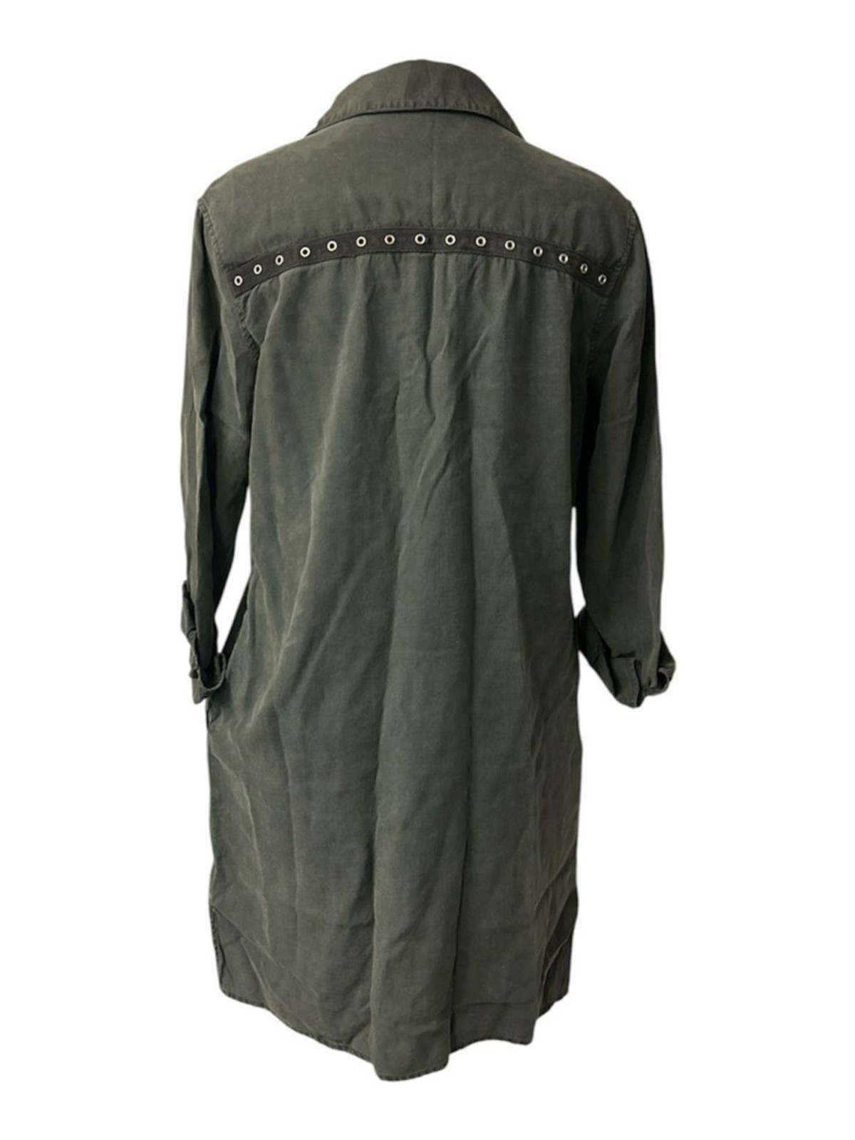 cloth & stone Olive Green Button-Up Shirt Dress Tencel Size Small
