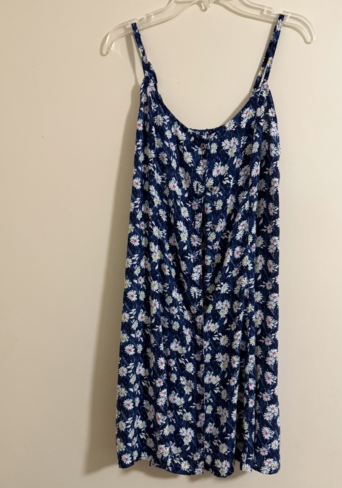 Hollister Blue Floral Strap Sundress Midi Button Down Sz M