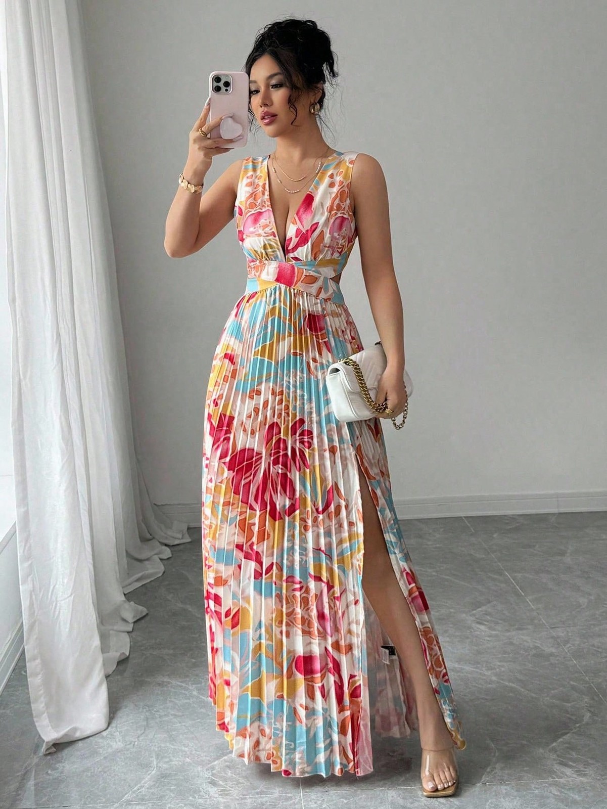 Elenzya Floral Sleeveless A Line Maxi Dress