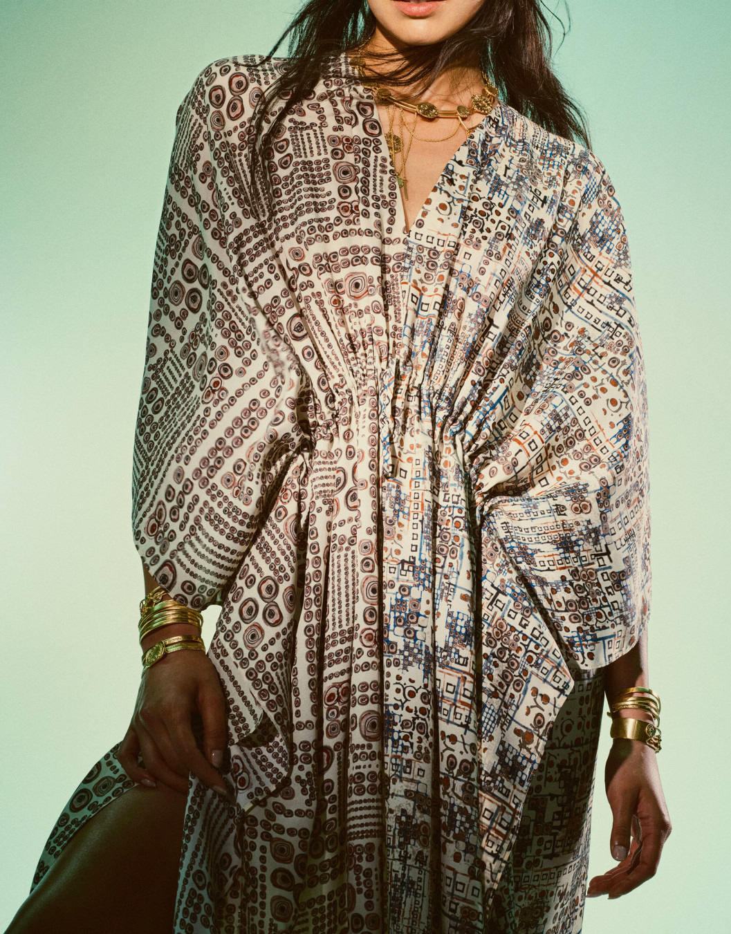 Anamika Khanna X H&M Silk Blend Graphic Print Kaftan Dress XS/S M/L XL/XXL New