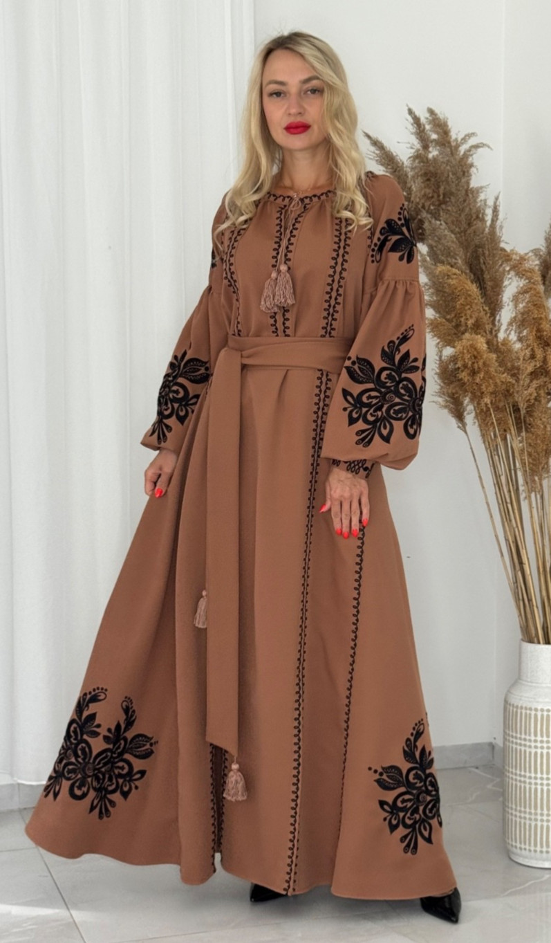 Luxury Ukrainian Embroidered Maxi Dress – Chervona Ruta