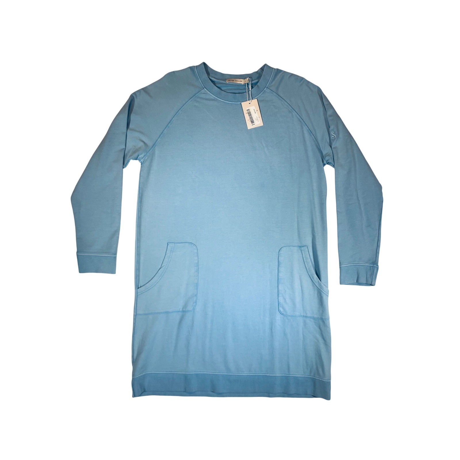 Peter Millar Womens Sweatshirt Dress Light Blue Crew Neck Long Sleeve Size L