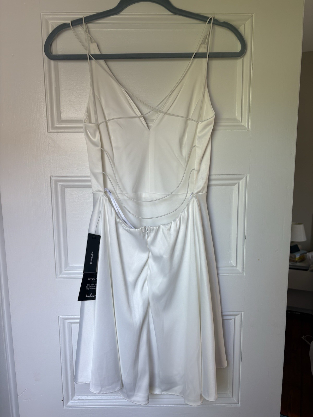 Lulus Believe in Love White Strappy Backless Skater Mini White Dress Sz Medium