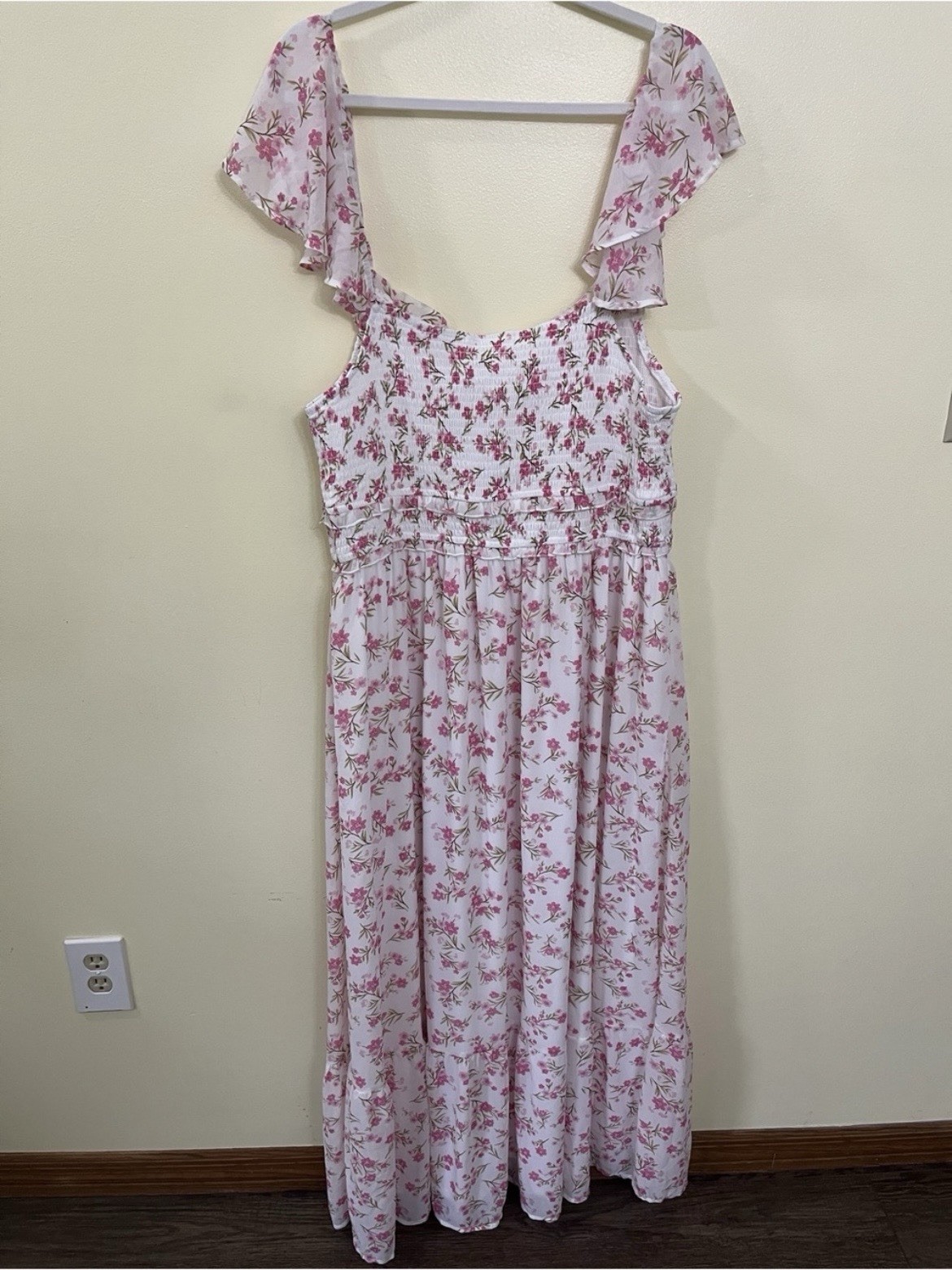 NEW Altar’d State White & Pink Floral Maxi Dress Size XL NWT