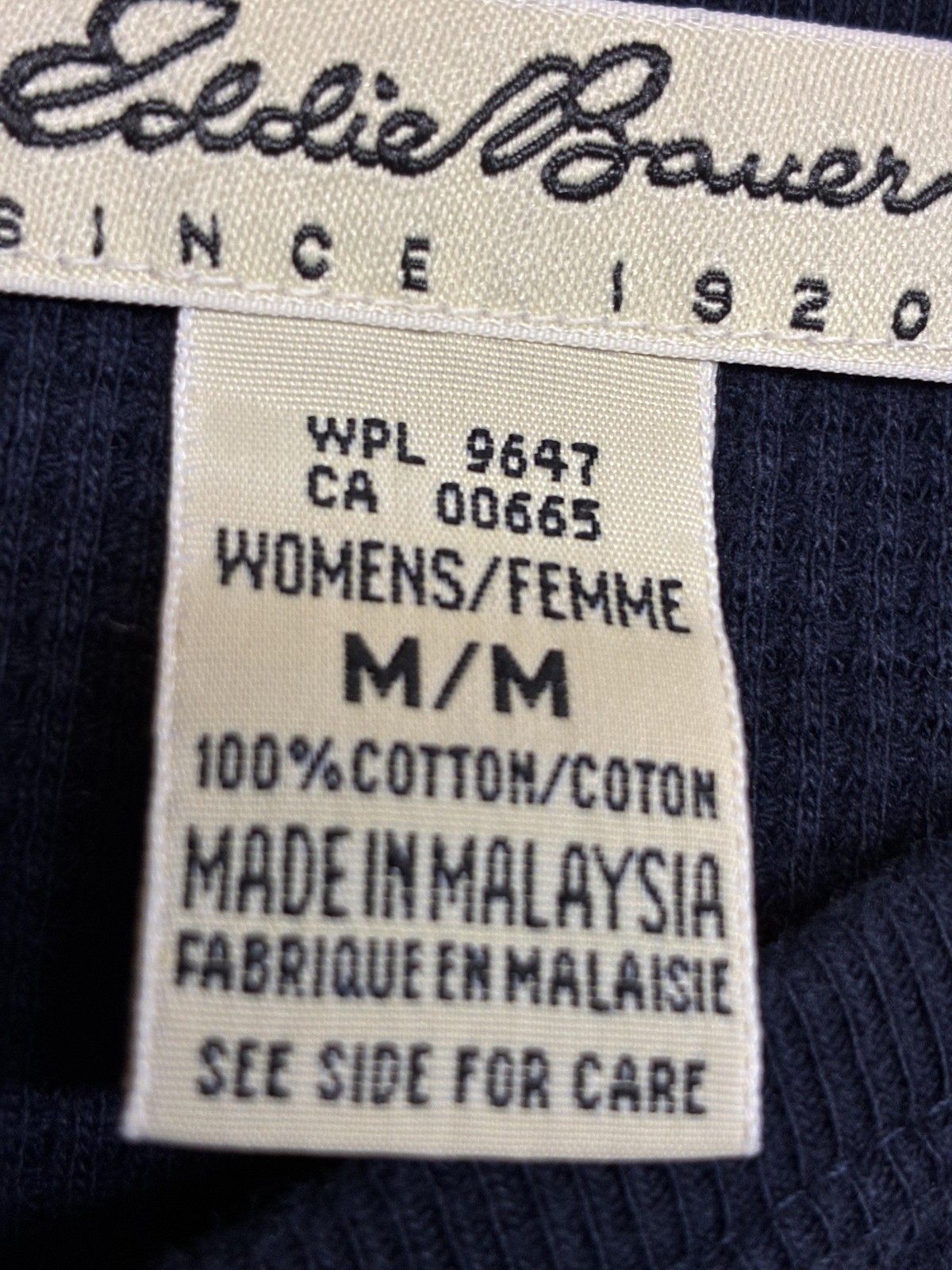 Eddie Bauer Dress Womens Medium Navy Waffle Knit Thermal Short Sleeve Casual